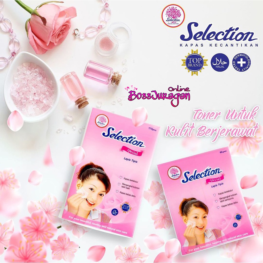 (BOSS) KAPAS TIPIS SELECTION SERIES - KAPAS SELECTION FACIAL COTTON TIPIS (COTTON BUD-BULAT-FACIAL COTTON)