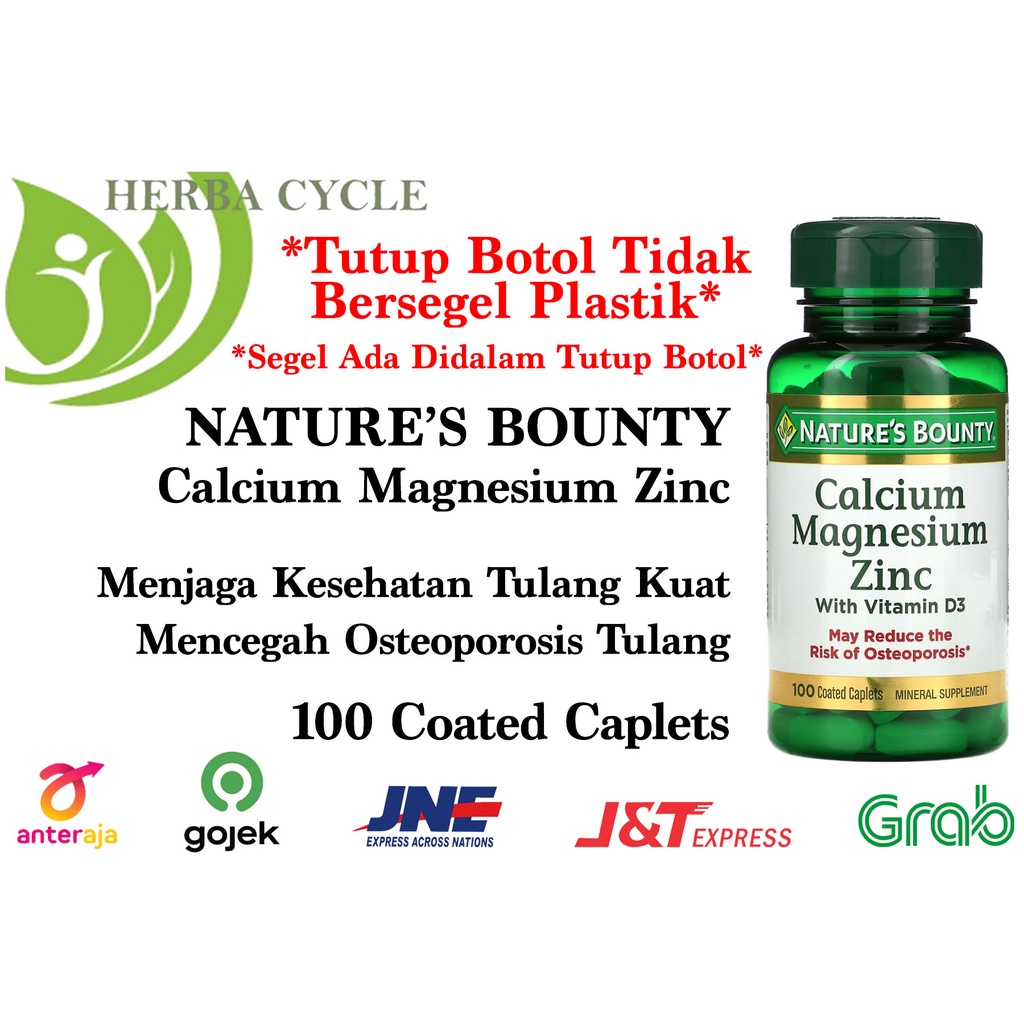 Promo Nature Bounty calsium Magnesium zinc Vit D3 100 coated caplet ORI USA Natures Bounty Kalsium Magnesium