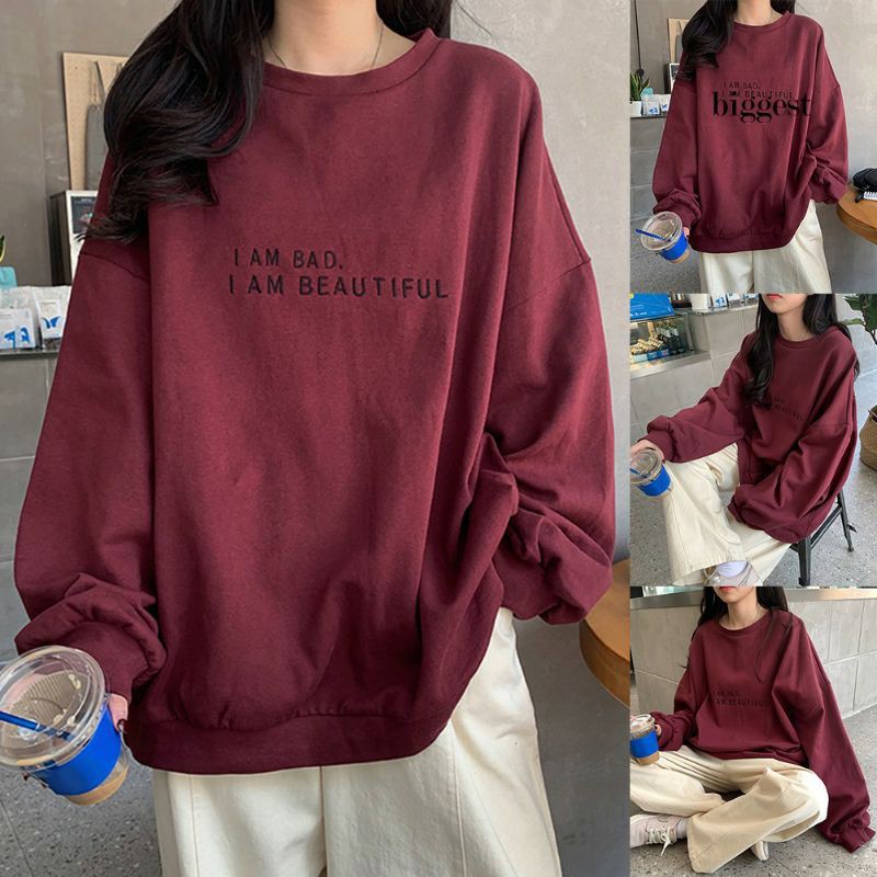 S - XXXXXL(6XL) Sweater I AM BAD size JUMBO OVERSIZE Jaket Crewneck Women Korean Fashion Loose BIGSIZE Jaket Jumbo BAD BEAUTIFUL