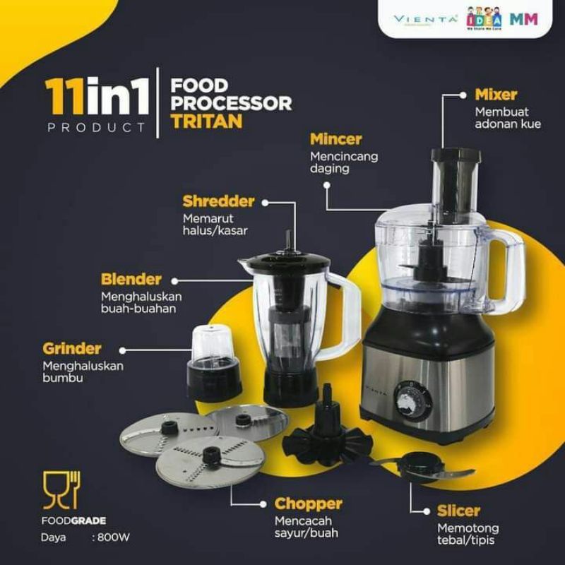 (GARANSI RESMI✅) FOOD PROCESSOR VIENTA FLEXIE TRITAN ORIGINAL