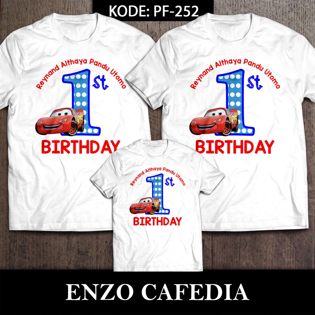 Kaos Couple Keluarga | Kaos Ulang Tahun | Kaos Family Motif Cars PF 252 | Bisa Ganti Tulisan
