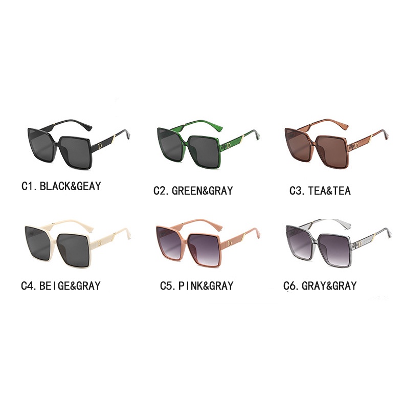 Kacamata Hitam Wanita Model Vintage Frame Kotak Besar Untuk Outdoor / Pantai