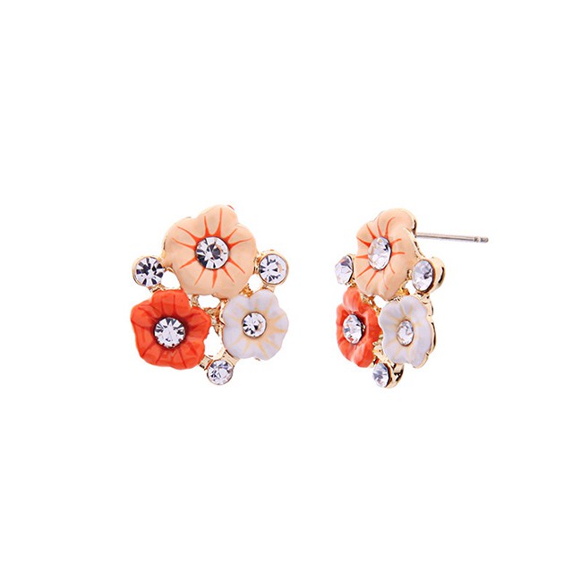 LRC Anting Tusuk Fashion Crystal Stud Earrings S925 Sterling Silver F95581