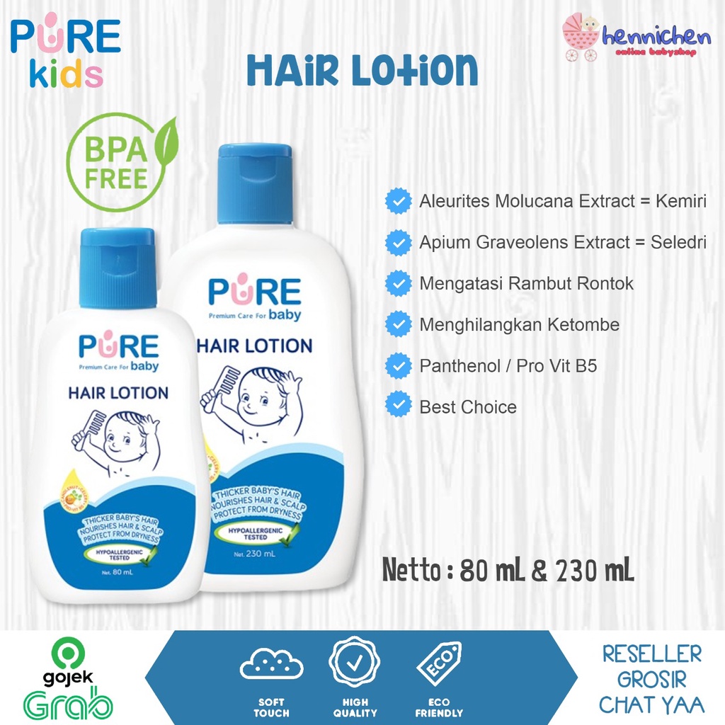 Pure BB Baby &amp; Kids Hair Lotion 230ml / Minyak Rambut Bayi dengan Kemiri Pure Baby