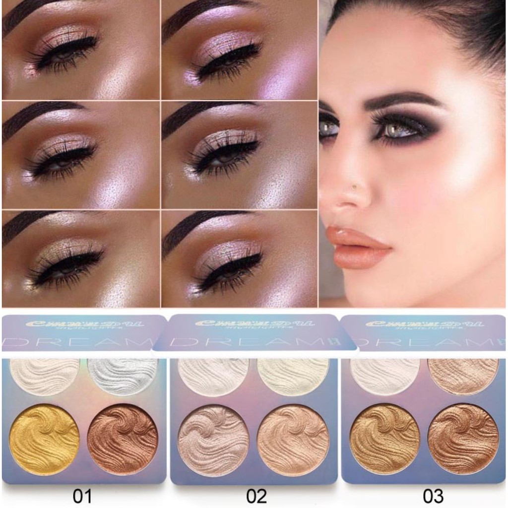 CmaaDu 4 Colors Baked Highlighter Powder Palette-3