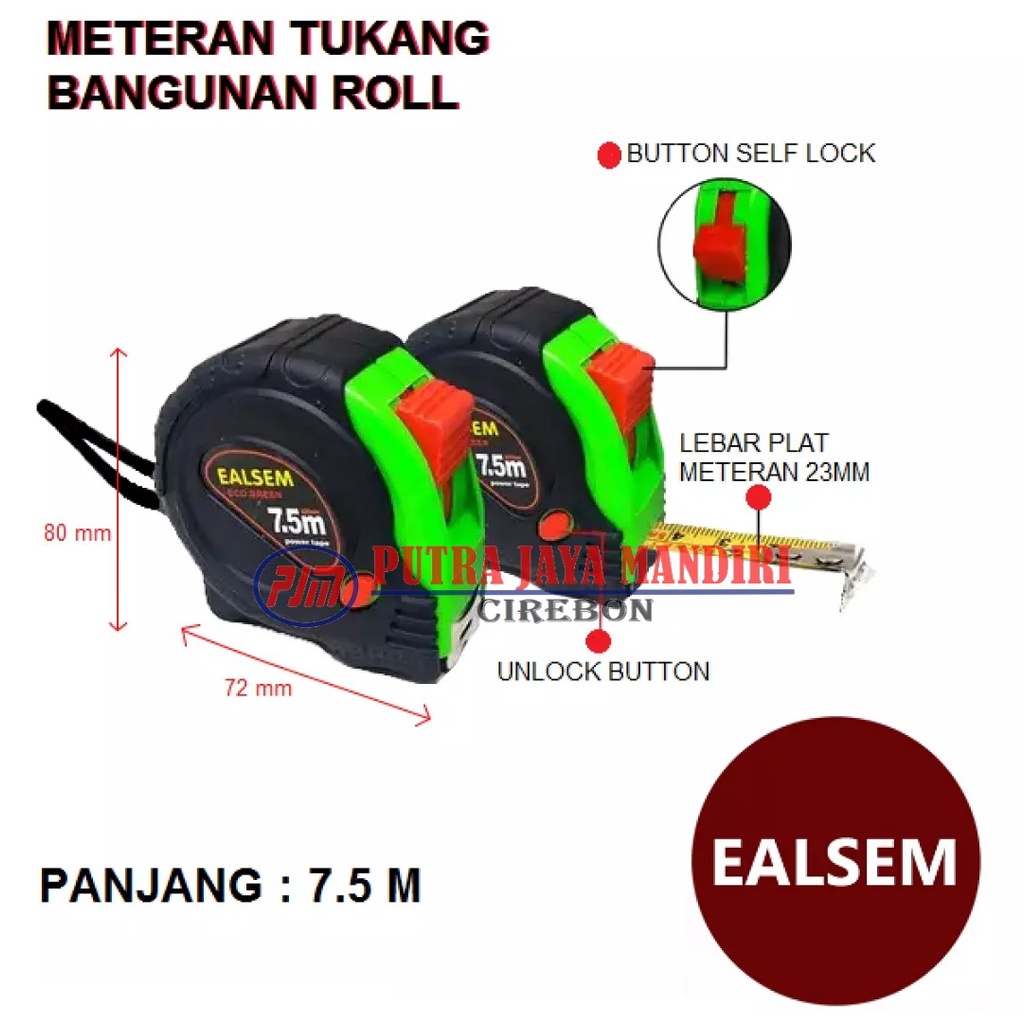 Ealsem Meteran 3 Meter 5 Meter 7.5 Meter / Meteran Alat Ukur Measuring Tape / Meteran Roll 3 M 5 M 7.5 M