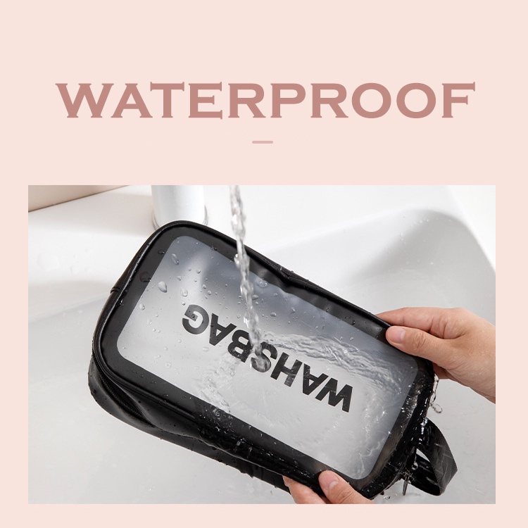 BABEE - TAS MAKE UP KOSMETIK TRANSPARAN WASHBAG / POUCH KOSMETIK TRAVEL WATERPROOF / TEMPAT PERALATAN MANDI