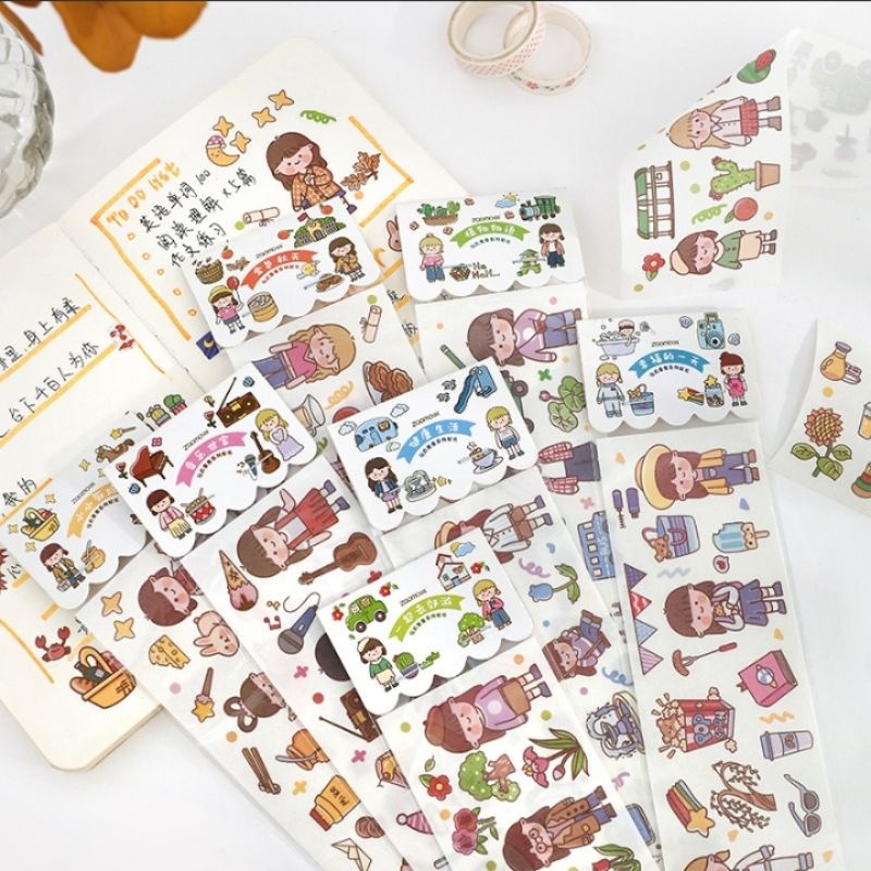 

1 washi stiker panjang uncut kertas jepang selotip masking untuk deco diary scrapbook diy