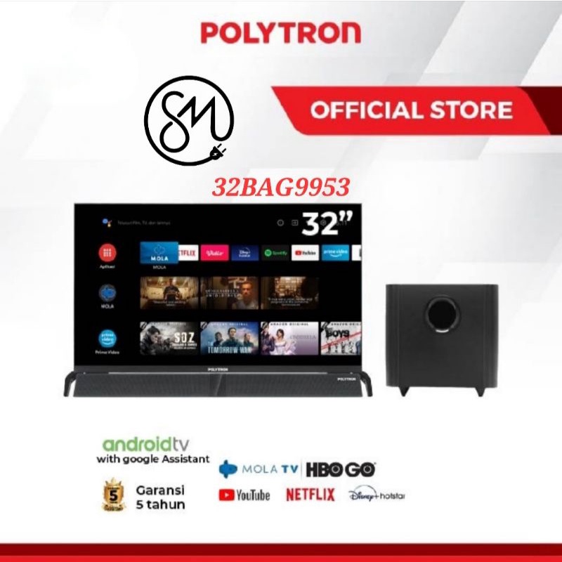 LED TV Polytron PLD 32BAG9858 5959 32 inc Android Smart cinemax soundbar