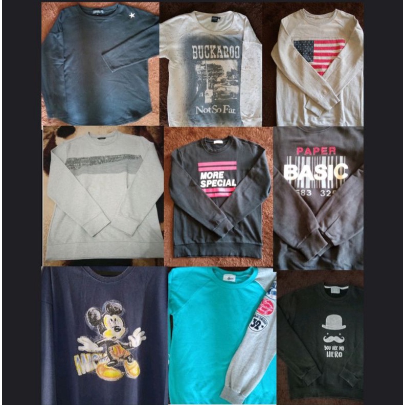 PAKET USAHA CREWNECK SECOND 9 PCS SIZE RANDOM NO MINUS