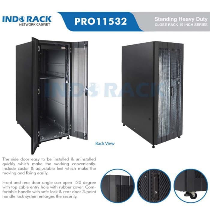 Indorack IR11532G Standing Close Rack 19&quot; 32U Glass Door Depth 1150mm