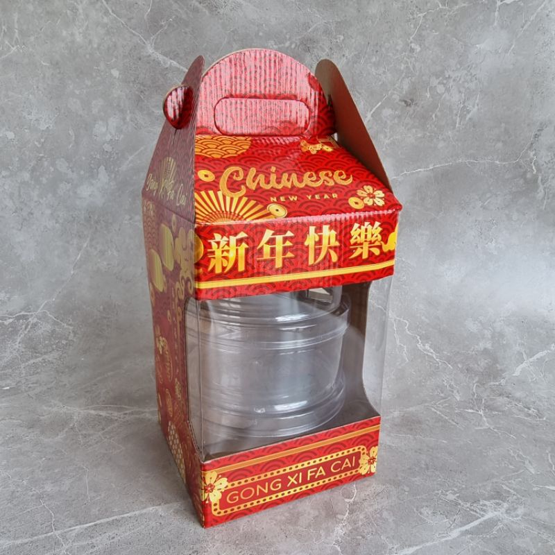 

Box Bon App 3 Toples Bulat Imlek/ dus kue kering hampers merah murah