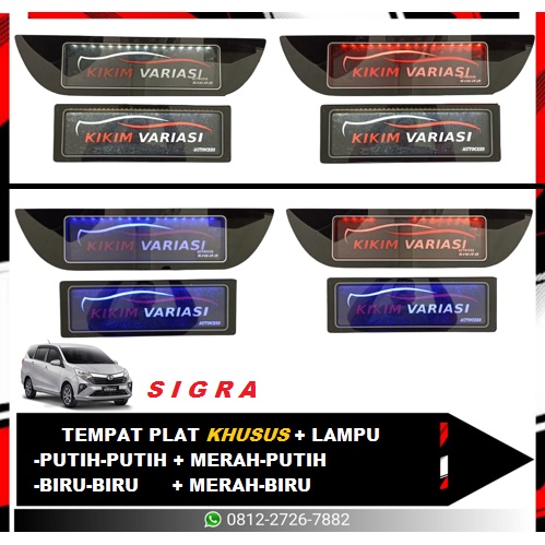 TEMPAT PLAT KHUSUS SIGRA + LAMPU (BIRU &amp; PUTIH)