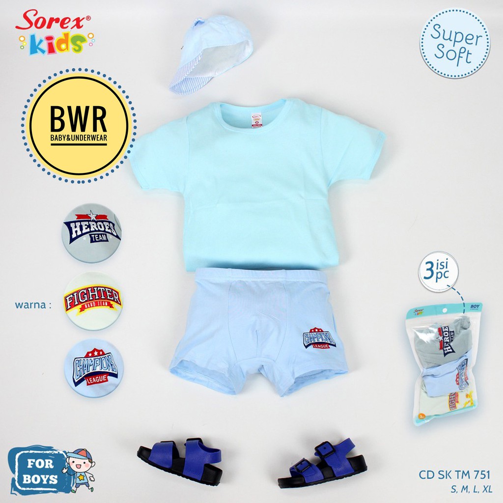 CD Boxer Anak Sorex Boys TM 751 770 990 | Celana Dalam Anak Laki Laki Super Soft | Bwr