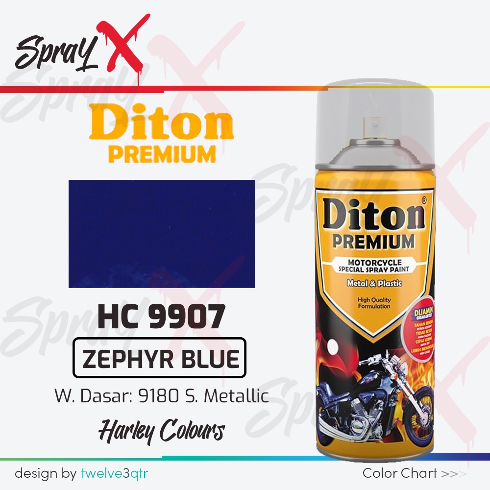 DITON PREMIUM HARLEY DAVIDSON ZEPHYR BLUE HC 9907 / BIRU HARLEY #HC9907 400ML - CAT SEMPROT