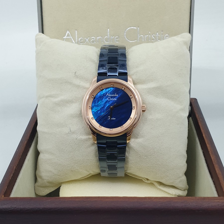 Alexandre Christie Ac2782 Rosegold Black, Jam Tangan Wanita,Original