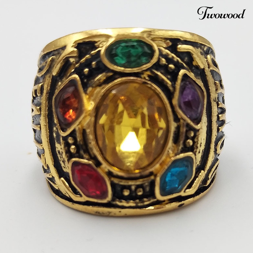 Cincin Desain Power Mind Soul Infinity War Thanos Warna-Warni Untuk Pria