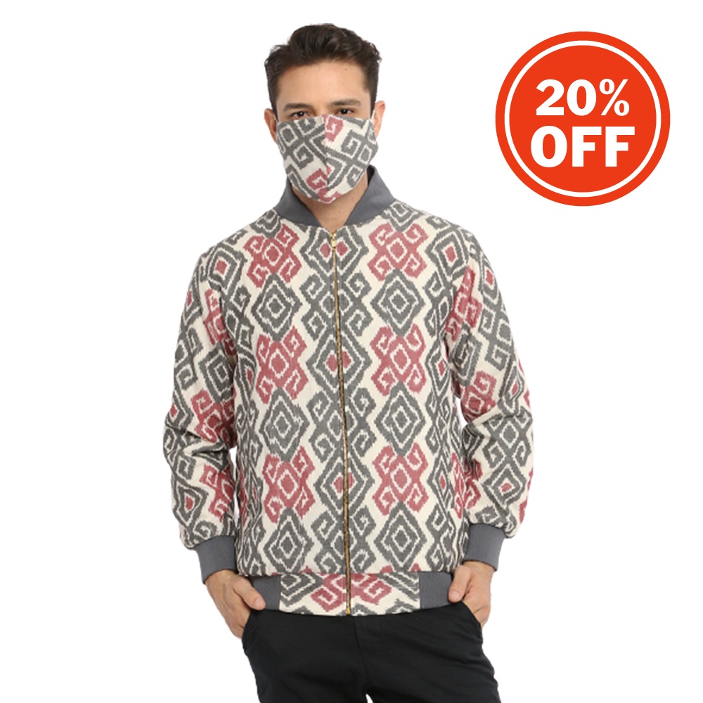 Jaket Bomber Pria Tenun Blanket Asli Batik Etnik