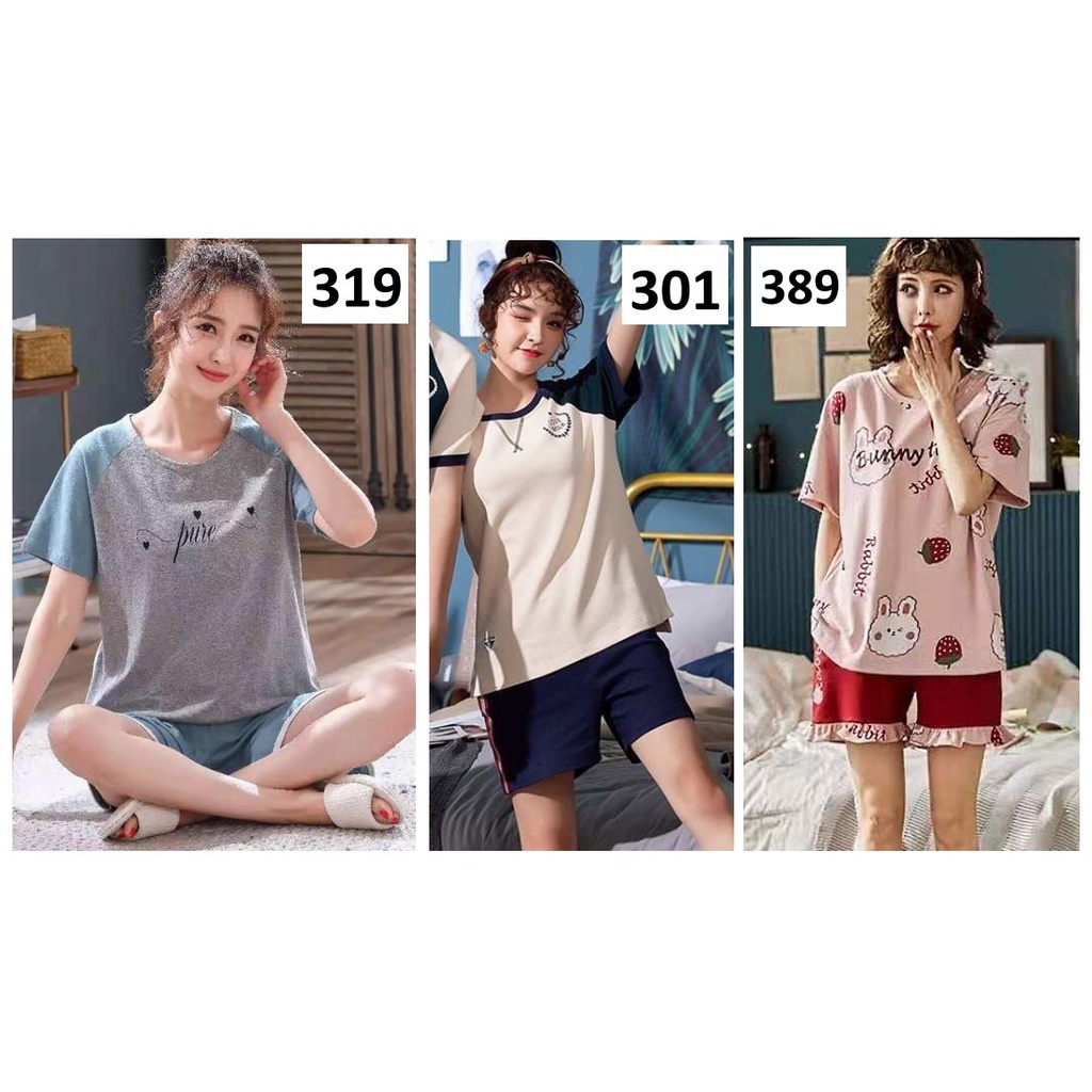 Baju Tidur Wanita Lengan Pendek Celana Pendek Green - Big Size