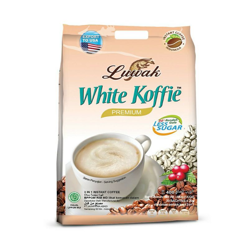 

LUWAK White Koffie Less Sugar isi 20 sachet