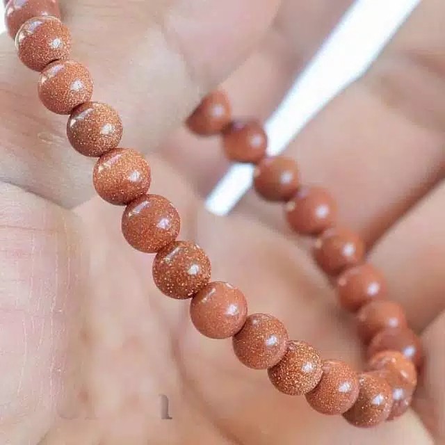 Gelang Pasir Emas 6Mm Bulat Elastis Coklat - Natural Golden Sand