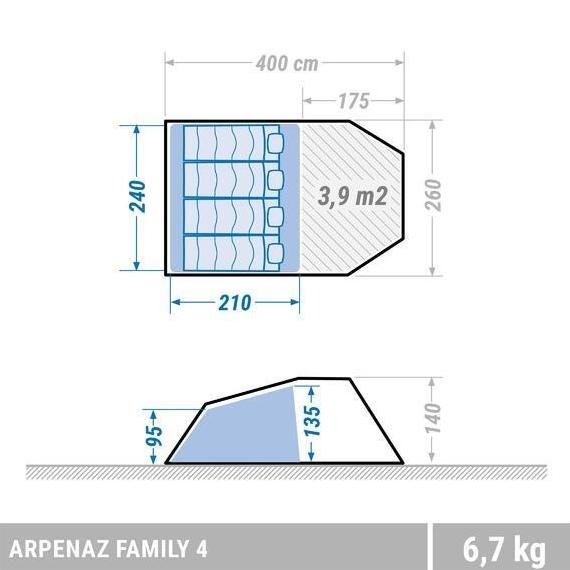 Diskon Decathlon Quechua Tenda Arpenaz 4.0 4-Person 1 Bedroom 8322425