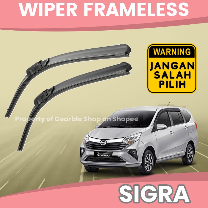 WIPER MOBIL SIGRA WIPER DEPAN SIGRA KARET WIPER KACA MOBIL FRAMELESS SIGRA SEPASANG SATU 1 SET