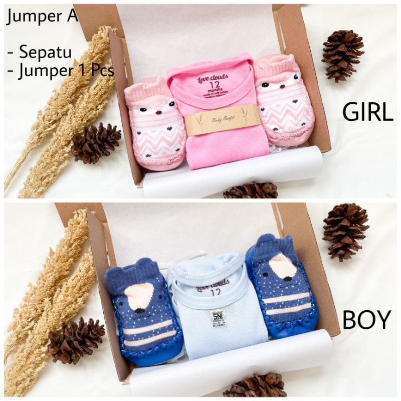YAMA GIFTBOX hampers bayi parsel giftbox kado set jumper sepatu topi bayi boy and girl-Boy / girl