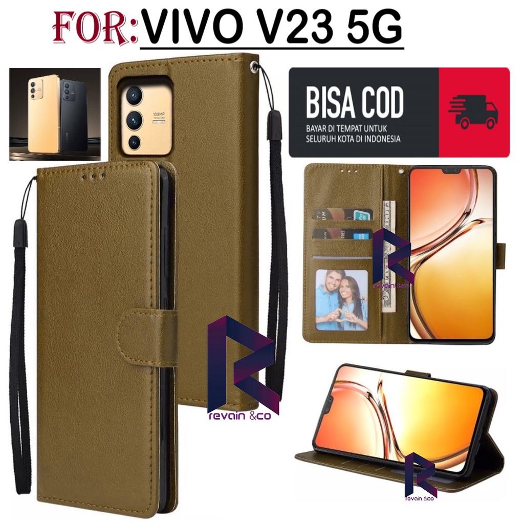 NEW VIVO V23 5G CASE FLIP WALLET LEATHER KULIT PREMIUM SARUNG BUKA TUTUP FLIP CASE VIVO V23 5G