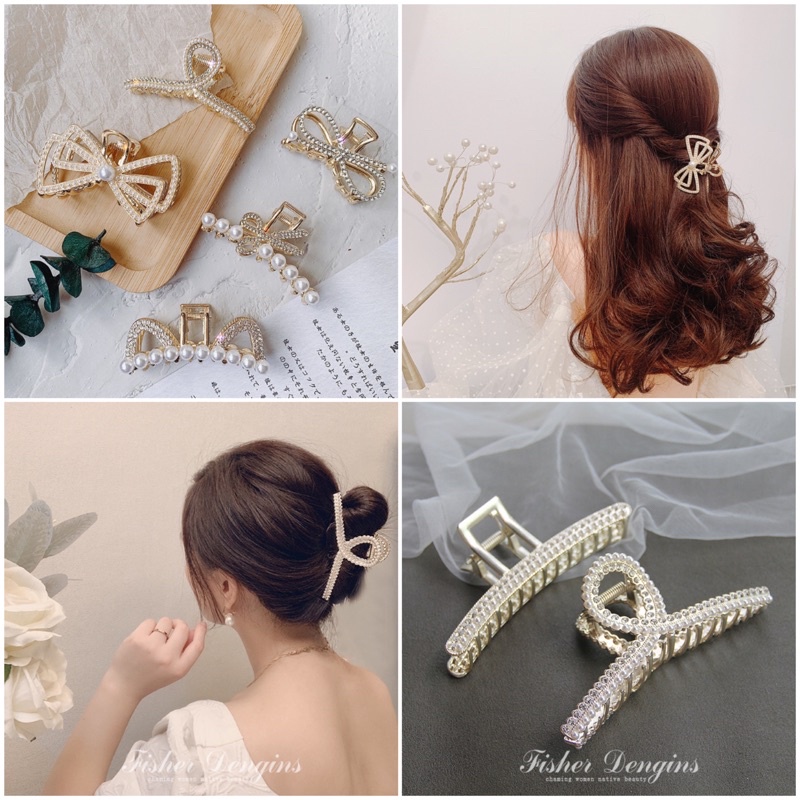 Jepit Rambut Medium Berlian Imitasi Mutiara Korea fashion Penjepit rambut