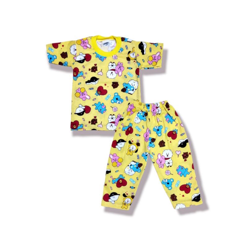 Baju Atasan Kaos Setelan Stelan Piyama Tidur Motif Karakter Pakaian Anak Perempuan Laki Laki Cewe Co