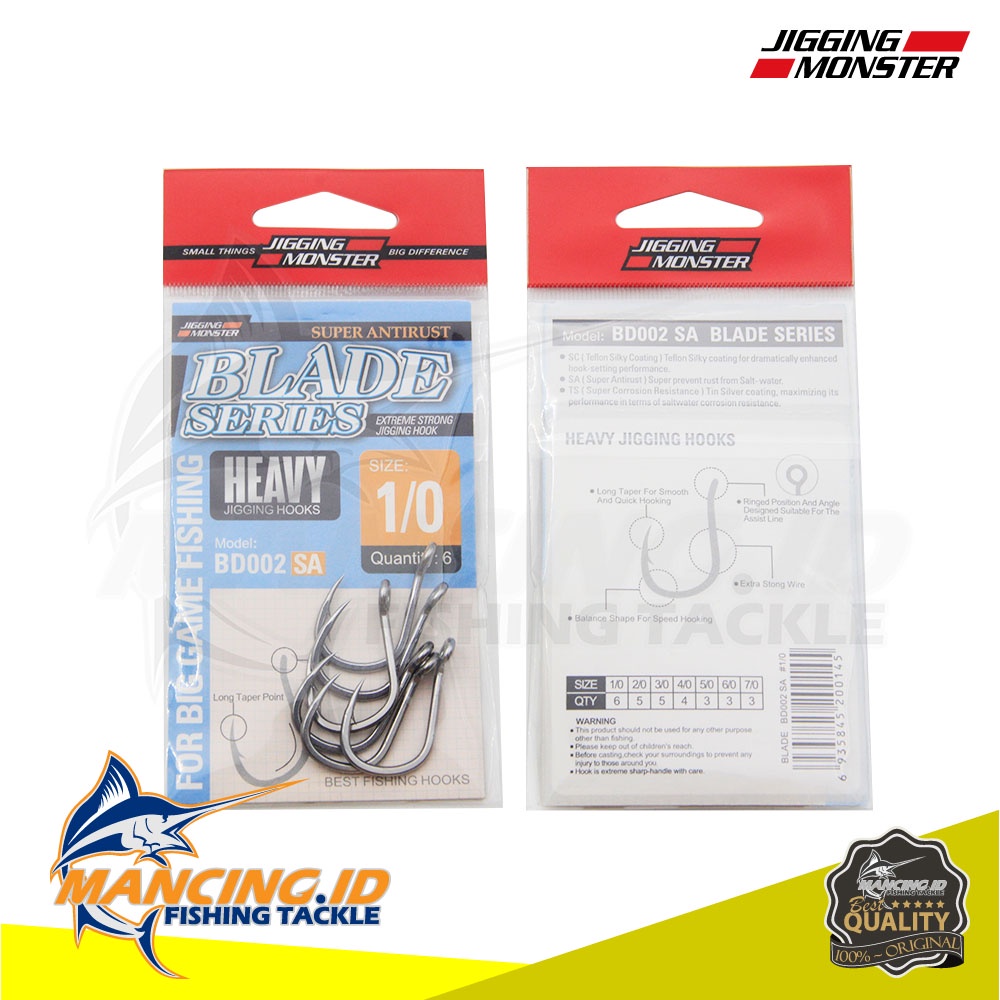 Jigging Monster Gladiator Jigging Hook BD002 SA Mata Kail Pancing Laut Besar Kuat Tajam