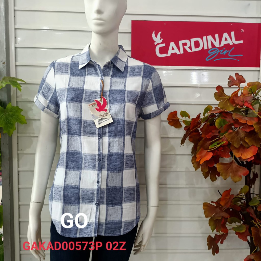 gof CARDINAL GIRL KEMEJA Pakaian Wanita Atasan Kemeja Hem Casual Santai Original Lengan Pendek Bagus