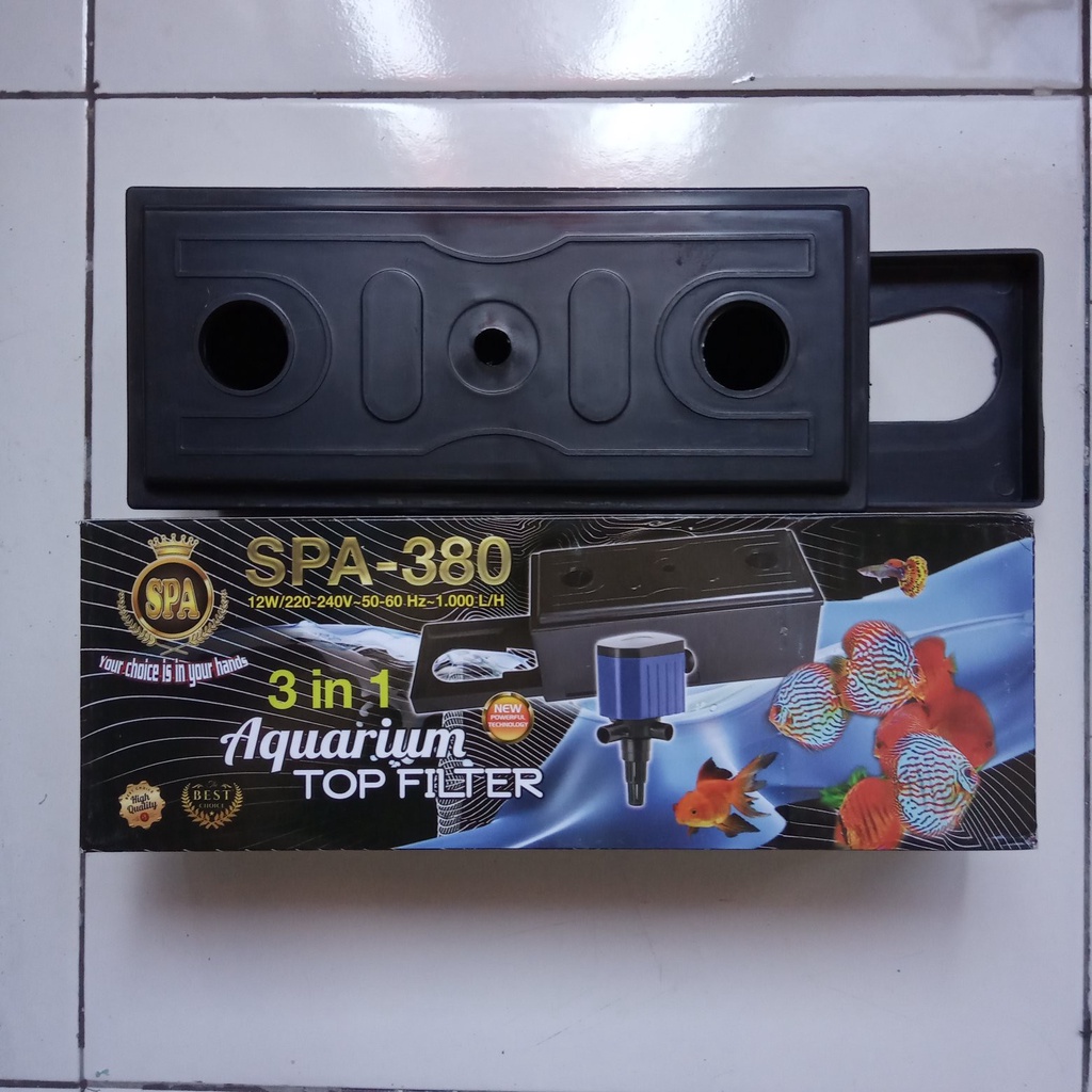 SPA-380 Mesin Pompa Air Celup + Box Top Filter 3in1 Aquarium Akuarium