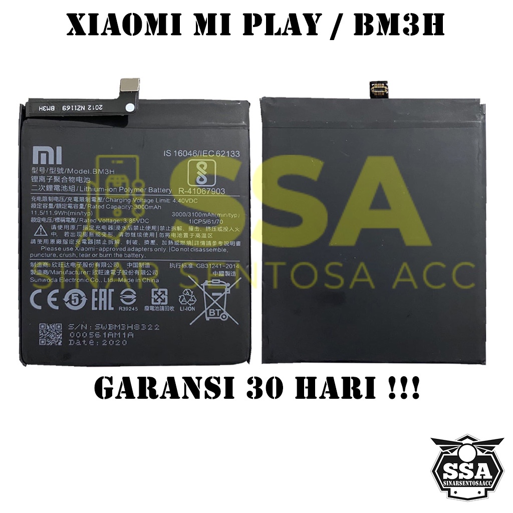 Baterai Xiaomi Mi Play BM3H MiPlay XiaomiPlay Redmi BM 3H Original OEM Batu Batere Batre Battery Batrai Batrei ori hp Xiao Mi Garansi