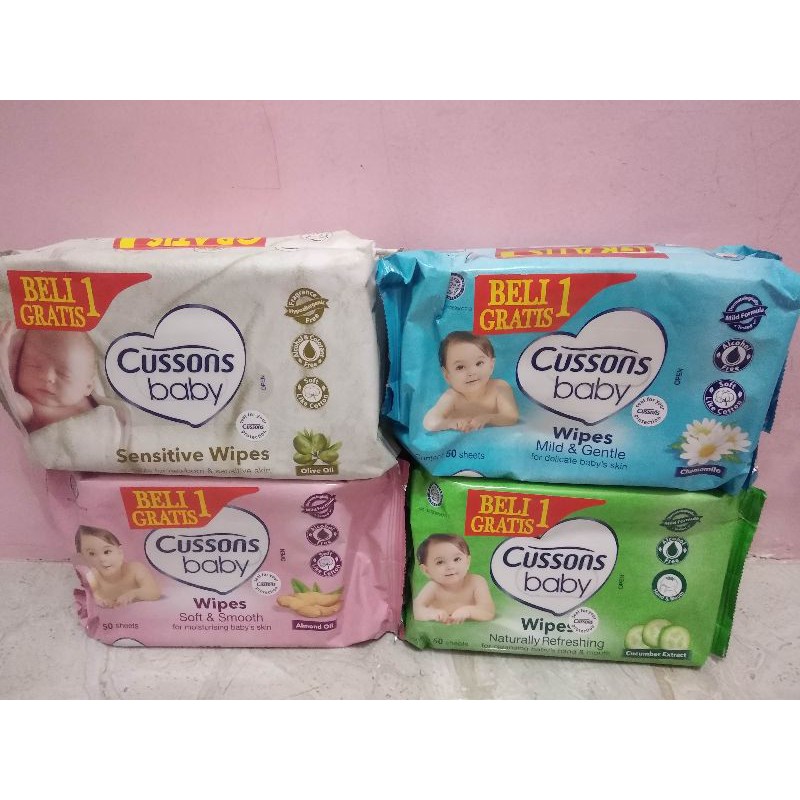 Cussons Baby Wipes Soft &amp; Smooth, Mild&amp;Gentle 50 Sheet X 2