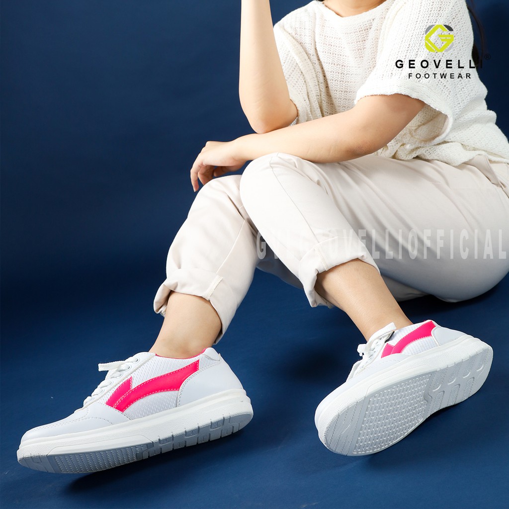 Sepatu Cantik Geovelli Sepatu Olahraga Model Lokal Sepatu Perempuan Wanita Sepatu Cewek Trendy Putih