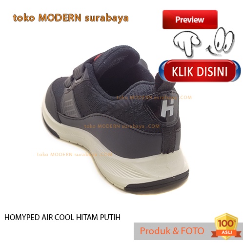 TERBARU 2022 Sepatu Anak sekolah sneaker magnet HOMYPED AIR COOL HITAM PUTIH