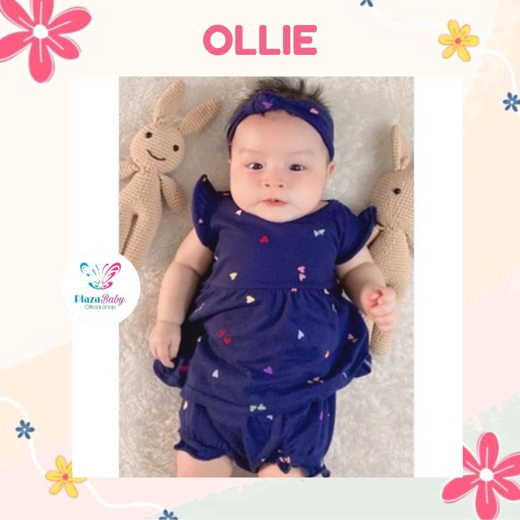 plazababyku MX OLLIE SETELAN BANDO setelan bayi motif bunga yang lucu free headband part 2