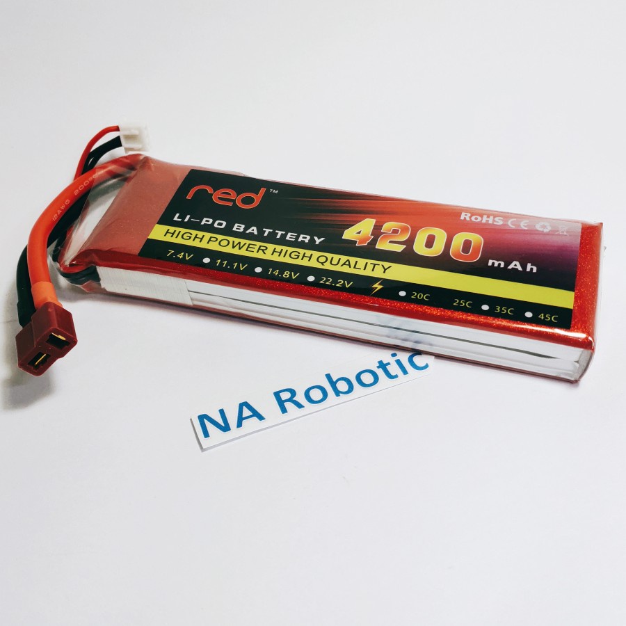 Lipo Red Battery 4200 mAh 2S 25C TPlug