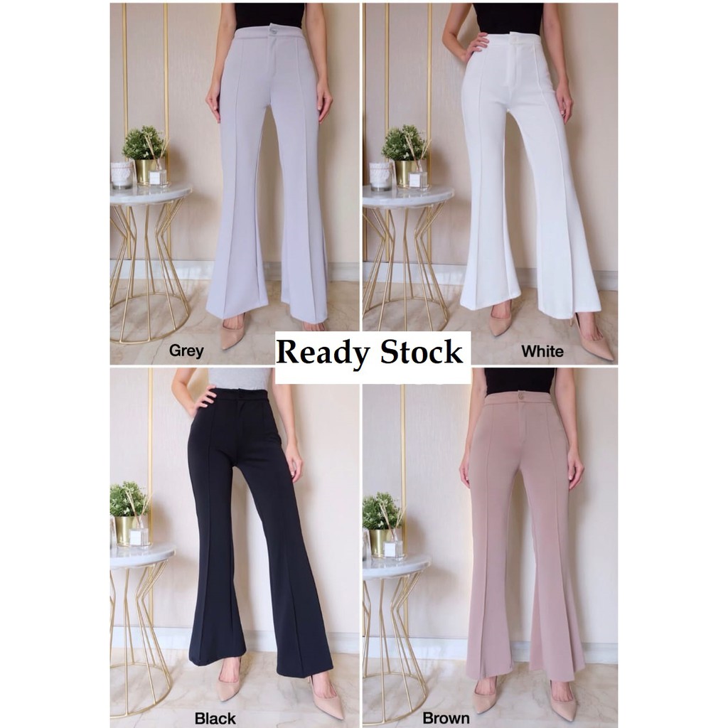 HOPYLOVY Wide Leg Scuba Pants Celana Cutbray Wanita 