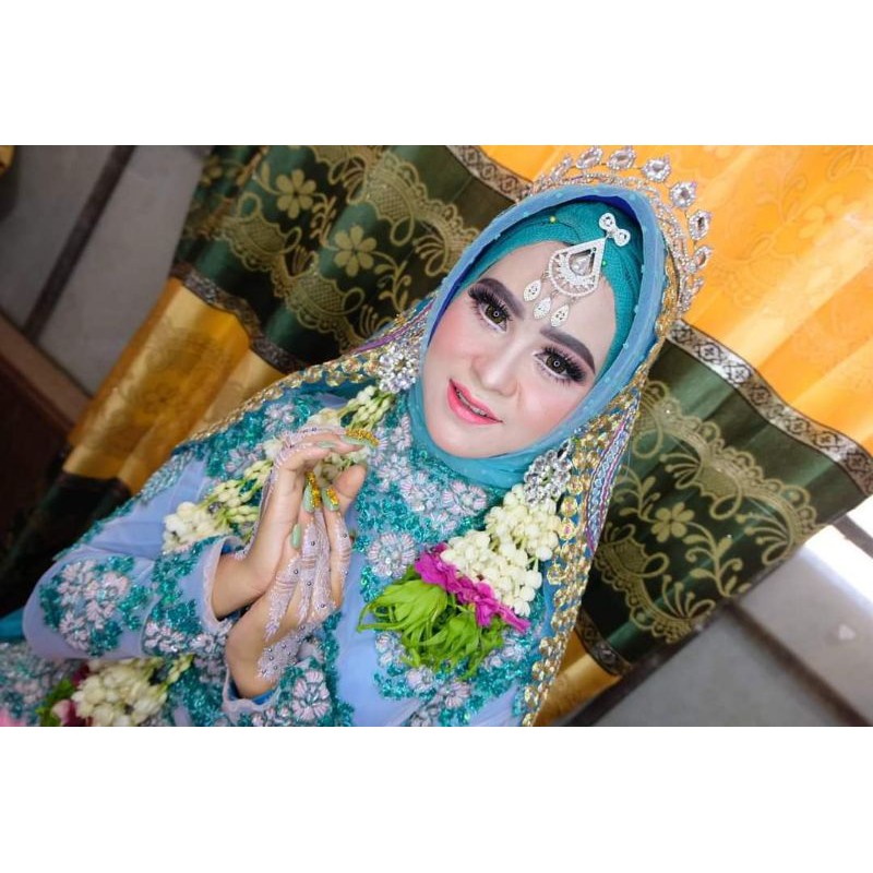 PASHMINA RAJUT GLITTER / TILE PESTA / PASHMINA RAJUT / PASHMINA / HIJAB RIAS PENGANTIN-BIRU PASTEL