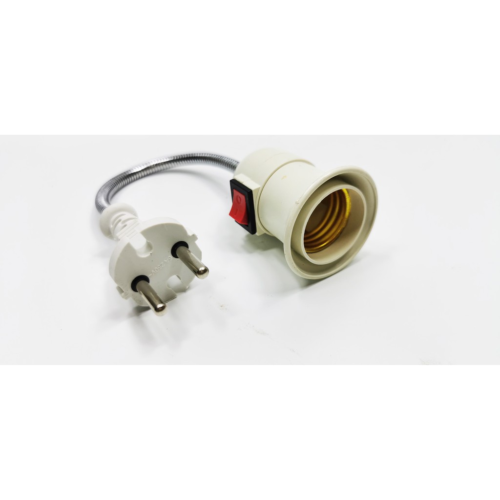 Fitting Adapter Fleksibel Lampu E27 EU Plug steker with saklar ON-OFF