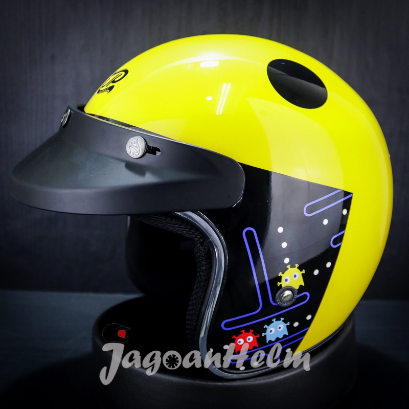 JPX HELM JP RETRO NEW BIGIE PAC INVADERS COUPLE 1 | YELLOW | JPRETRO