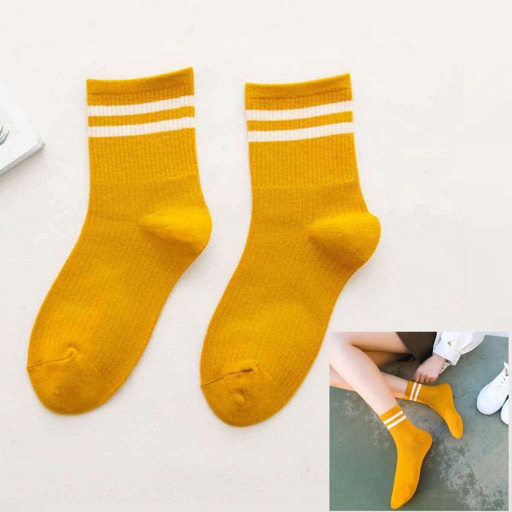 Kaos Kaki Harajuku Korea Unisex Pria Wanita Japan Strip Diatas Mata Kaki Import Quality Socks / Kaos Kaki Import Garis Mata Kaki Kekinian Hits