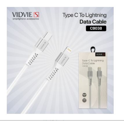 Cable type-c to lightning vidvie 1m charge sync 3A 20w fast charging cb038 cb-038 - Kabel data 100cm 1 meter