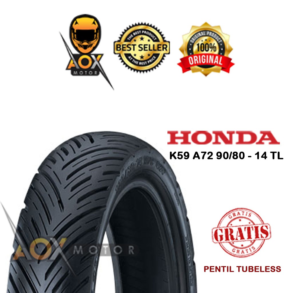 Ban luar motor matic 90/80-14 AHM Federal 44711K59A72 Tubeless, Gratis Pentil Tubeless