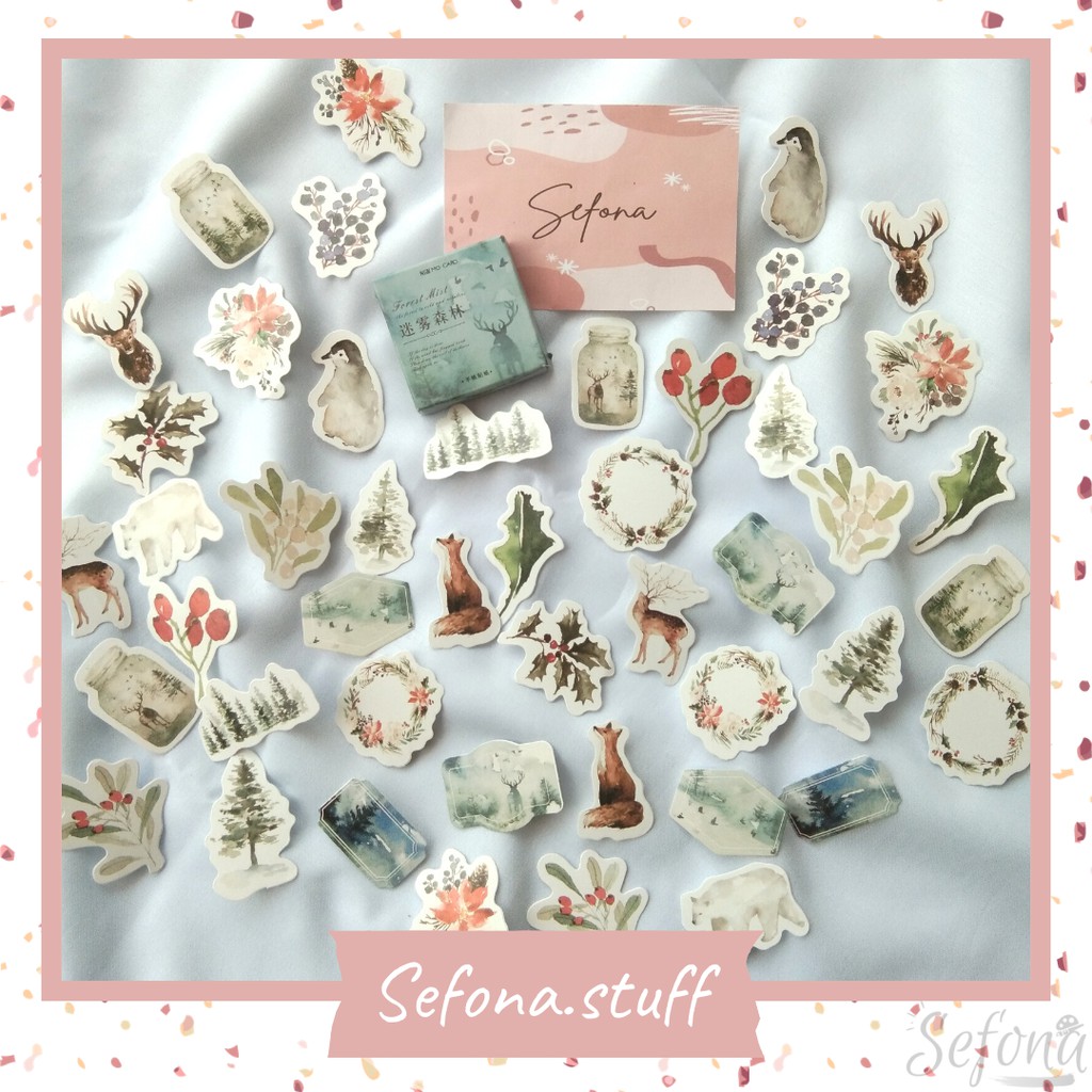 

Sticker Deco Box Kawaii Forest Mist / Winter | Stiker Journal DIY Scrapbook Aesthetic Lucu Unik