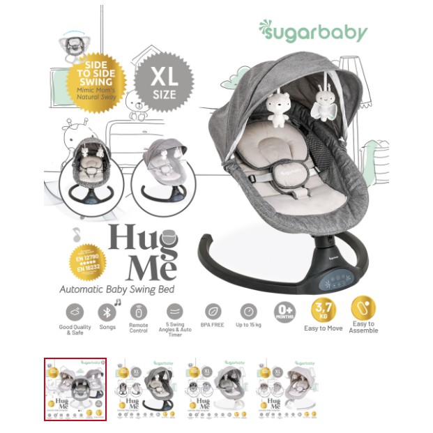 Sugar baby HUG ME Automatic Baby Swing Bed - CBKS-Sugar Bb Bed Black