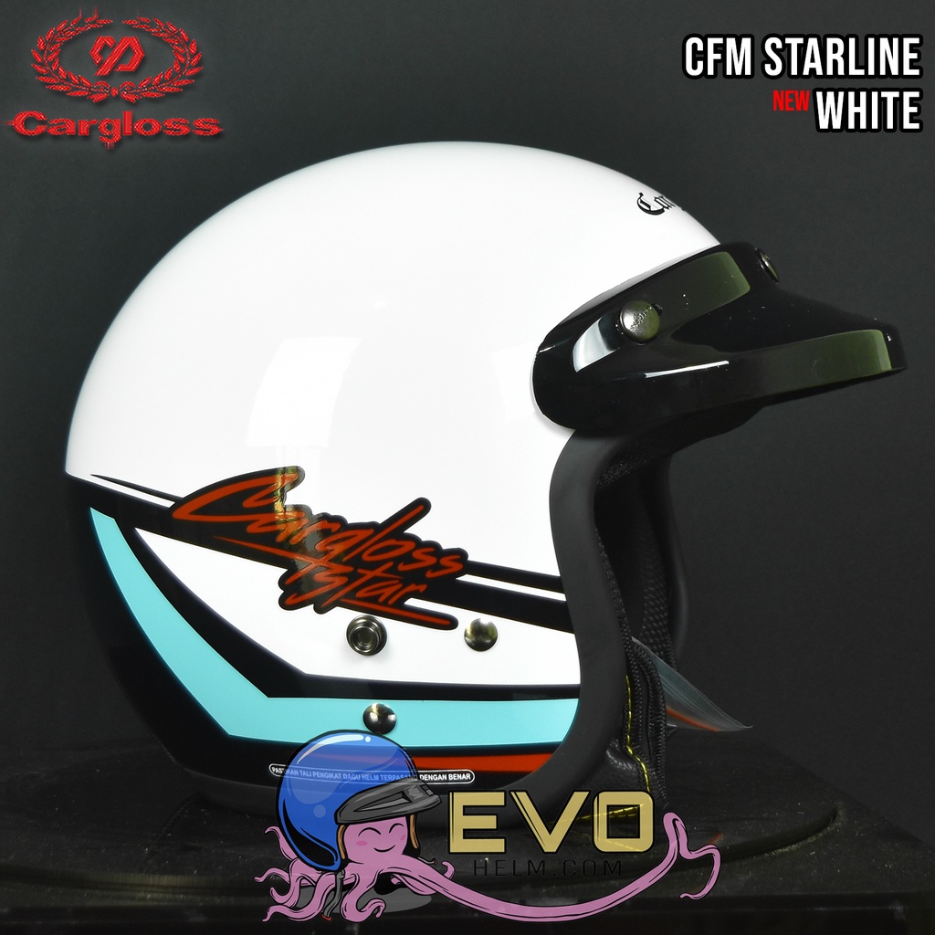 HELM CARGLOSS CFM STARLINE WHITE ORIGINAL 100% CFM MOTIF- PAKET KACA CEK DI VARIAN